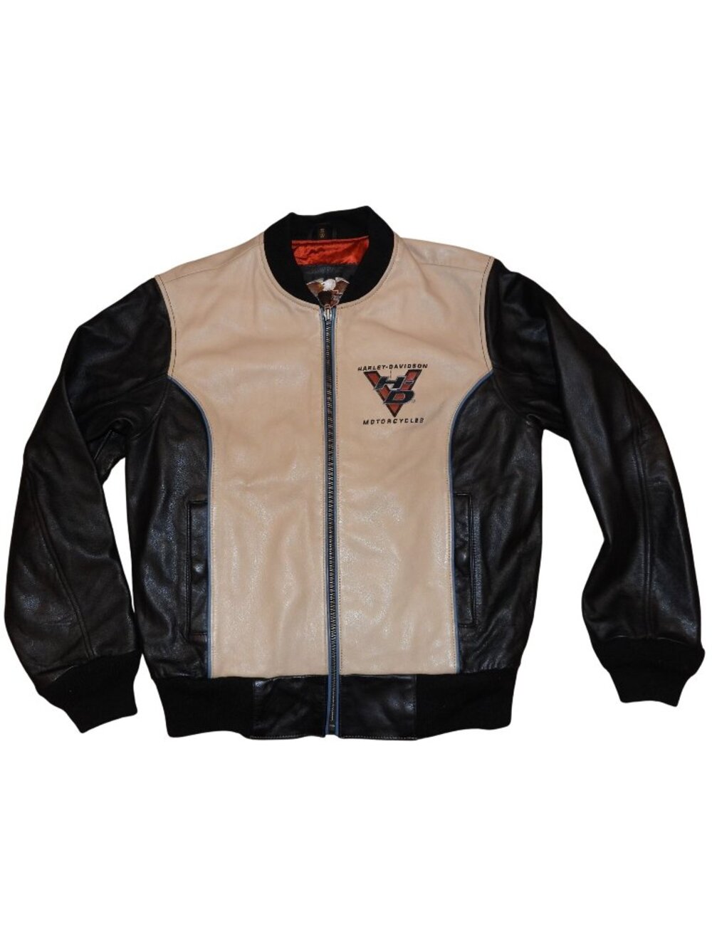 Vintage Harley-Davidson Black & Tan Color Block Leather Jacket Women's Small